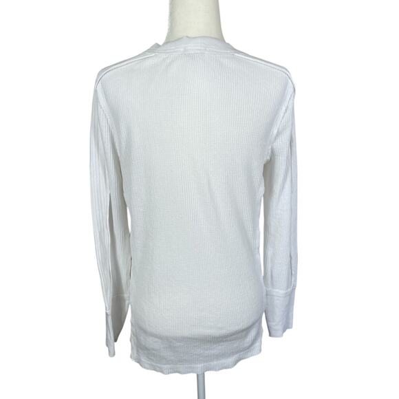 Sundance Waffle Knit Crewneck Long Sleeve Shirt Size Large Velvet Trim Boho - Picture 6 of 10